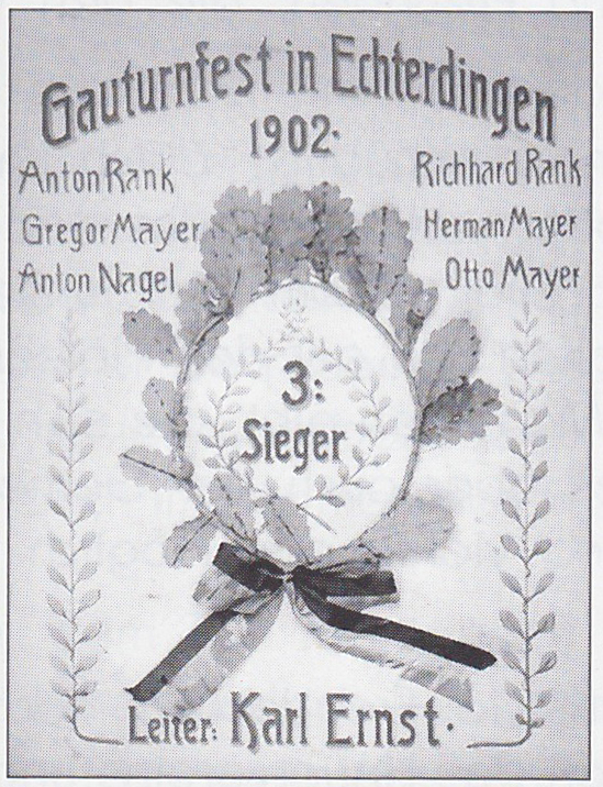 1900 – Teilnahme an ersten Gauturnfesten
