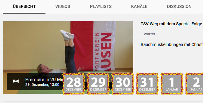 Weg mit dem Speck - Fitness Online mit dem TSV